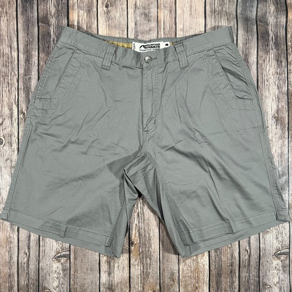 Mountain Khakis Lake Lodge Twill Shorts 35x10 Mens Grey Stretch Hiking Outdoors